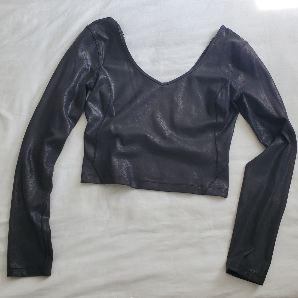 Lululemon Align Shine Crop Longsleeve Top Black S
